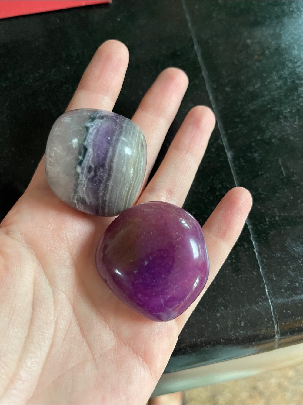 Purple Polished Stone Palm Stone - Natural Amethyst-Look Gem